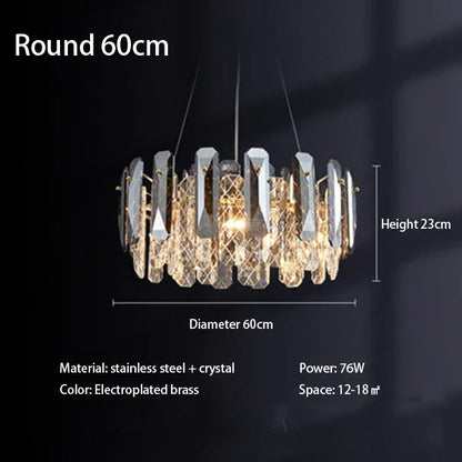 DecorBites™ Crystal LED Chandelier: Modern Luxury Pendant Light for Bedroom, Restaurant, and Home Decor