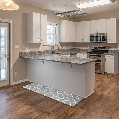 DecorBites™ Grey Plaid Kitchen Rug Blue Lattice Long Absorption Doormat in Striped Design