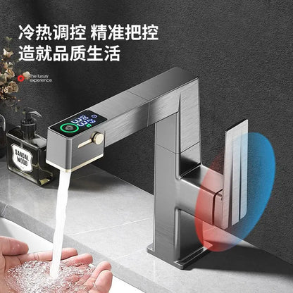 DecorBites™ LED Basin Faucet Pull Out Mixer Tap Hot Cold Water Bathroom Sink Vanity