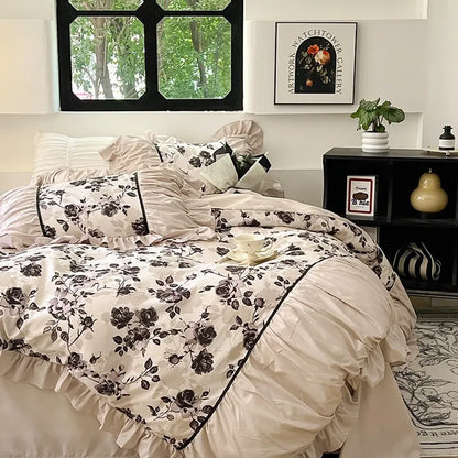 DecorBites™ Lace Printed Duvet Cover Set - Elegant, Cozy Bedding for Single & Double Beds