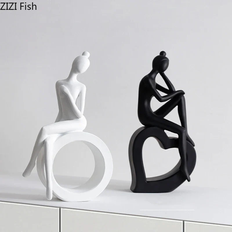 Escultura de figuras abstractas, minimalismo moderno, decoración de habitaciones, artesanías, estética DecorBites™
