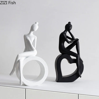 Escultura de figuras abstractas, minimalismo moderno, decoración de habitaciones, artesanías, estética DecorBites™