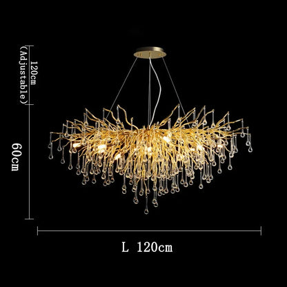 DecorBites™ Golden Branch Crystal Chandelier for Modern Luxury Living Room & Hotel Lobby Decor