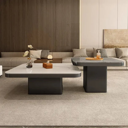 DecorBites™ Living Room Coffee Table Set Rock Square Modern Minimalist Black Combination.