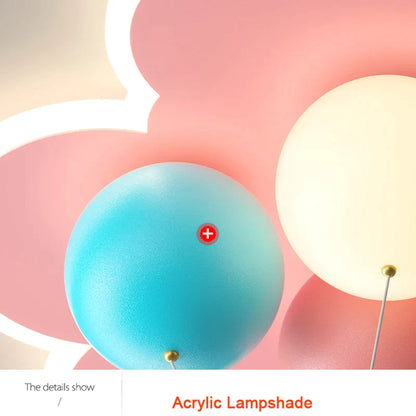 DecorBites™ Kids Ceiling Chandelier - Colorful Acrylic Ballon White Pink Lamps with Remote Control