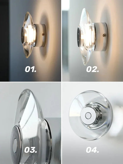 Lámpara de pared de noche DecorBites™ Crystal: Diseño circular minimalista moderno para el hogar