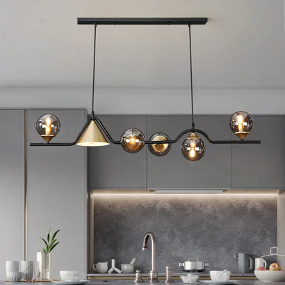 ثريا LED فاخرة من DecorBites™ باللون الأسود الذهبي من الزجاج