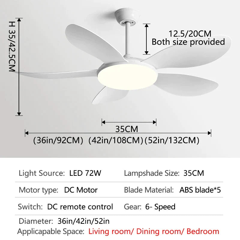 Ventilador de techo DecorBites™ negro DC con luz, viento fuerte, ventilador eléctrico de interior 2023