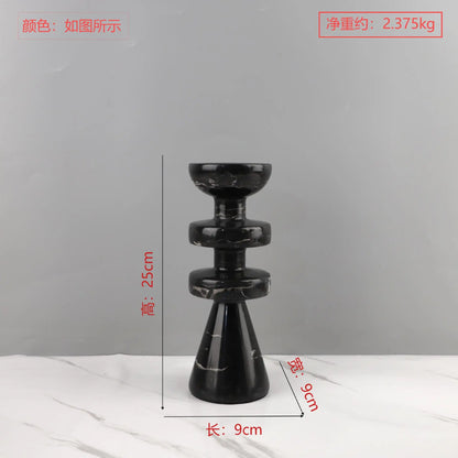 حامل شموع من الرخام الأسود من DecorBites™، حامل شموع من الحجر الأصفر العصري