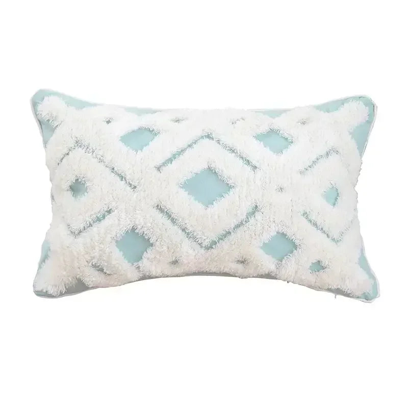 غطاء وسادة DecorBites™ بتصميم هندسي مزخرف بشراشيب 30×50 سم/45×45 سم