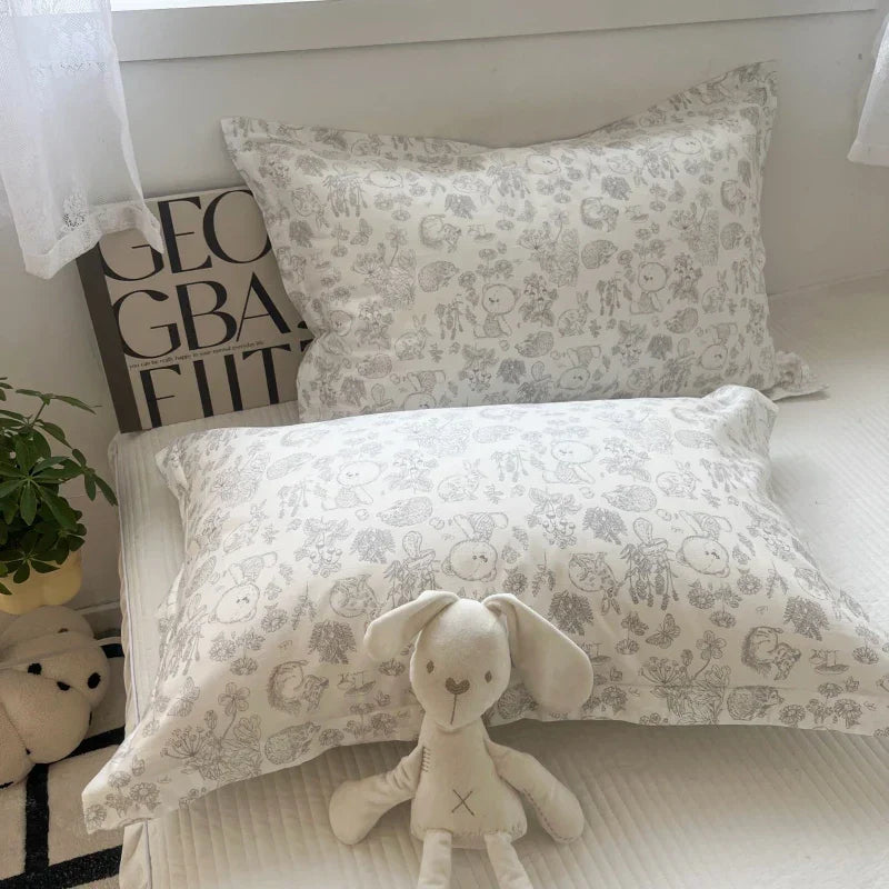 Funda de Almohada de Algodón Floral Coreano Decorbites™ 40x60cm, 48x74cm, 50x80cm, Cubierta para Cojín de Hogar
