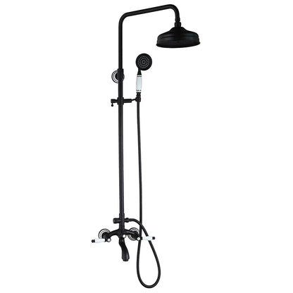 DecorBites™ 8 Inch Matte Black Shower Faucet Set with Hand Spray and Rainfall Head