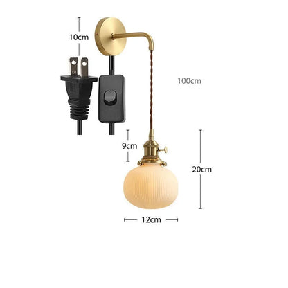 DecorBites™ Ceramic Wall Lamp Pull Chain LED Modern Nordic Copper Socket Mirror Light