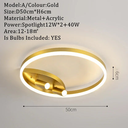 DecorBites™ Gold LED Ceiling Lights Remote Control Dimmable Living Room Kitchen Lighting