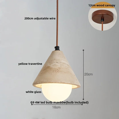 DecorBites™ LED Wood Pendant Light Fixture Wabi Sabi Hang Lamp for Living Room