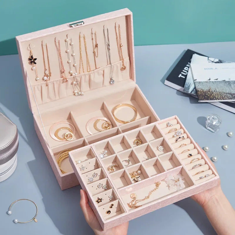 Decorbites™ Leder-Schmuckaufbewahrungsbox für Ketten, Armbänder und Ringe