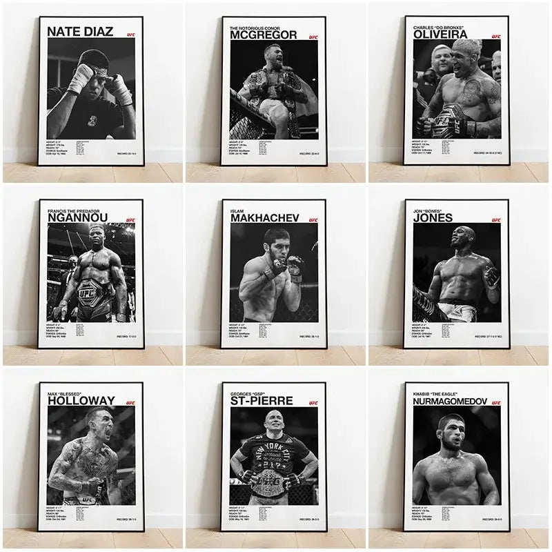 DecorBites™ Black & White UFC Canvas Print for Gym Decor