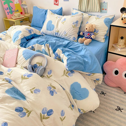 DecorBites™ Cloud Cotton Printed Bedding Sets | Super Soft Quilt Set for School Home Twin King