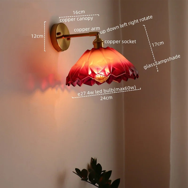 Copper Glass Wall Sconce Japanese Style Bathroom