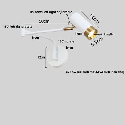 DecorBites™ Acrylic Iron LED Wall Lamp | Modern Rotate Black Stair Light | Dining Room Study Fixtures