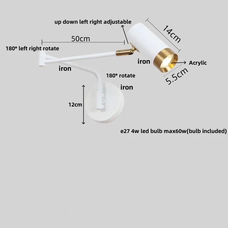 DecorBites™ Acrylic Iron LED Wall Lamp Modern Rotate Black Stair Light