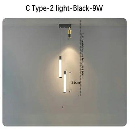 ديكوربايتس™ مصباح معلق باللون الأسود الذهبي: إضاءة عصرية فاخرة لغرف النوم والمعيشة
