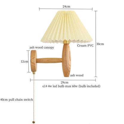 Apliques de pared DecorBites™ de PVC color crema con LED y apliques murales de madera de nogal japonés