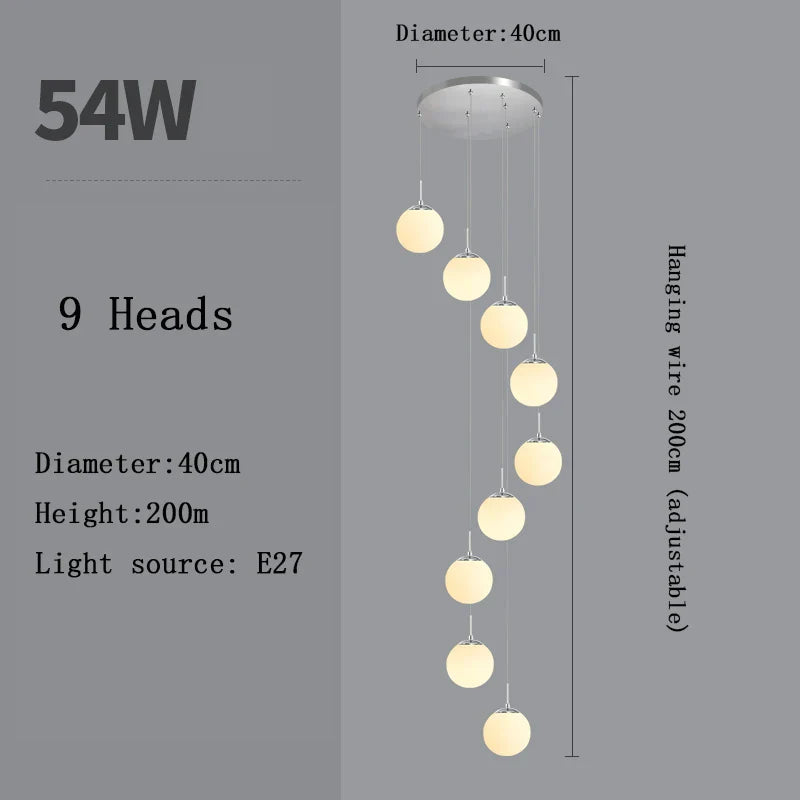 Nordic Glass Staircase Chandelier Pendant Light