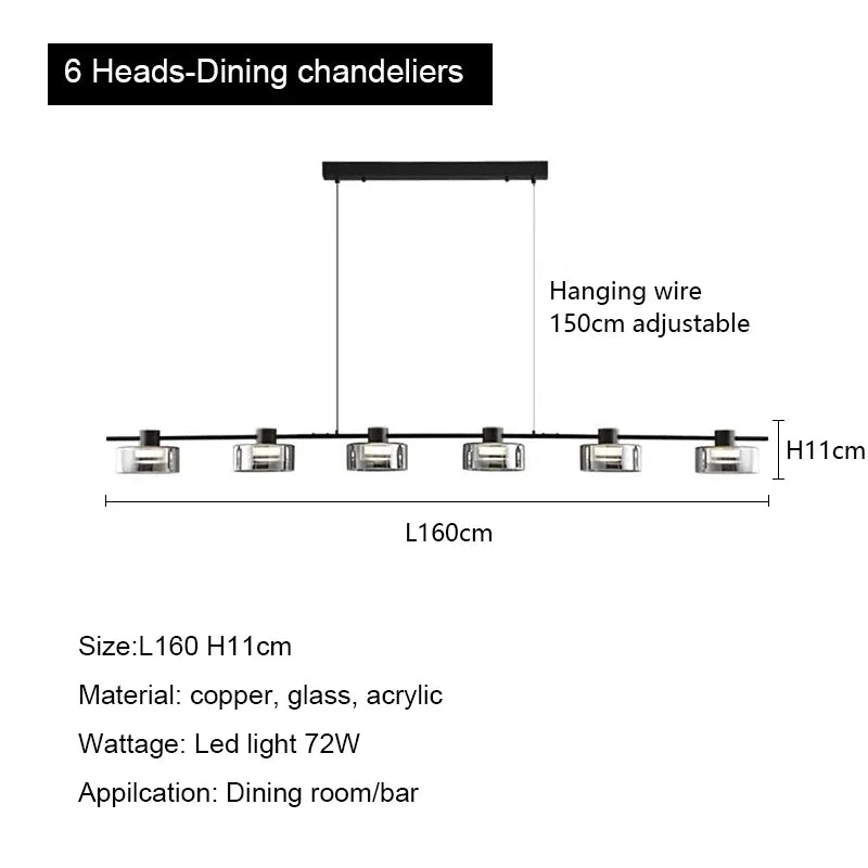 DecorBites™ Glass LED Chandelier: Modern Minimalist Copper Pendant Light for Living Room & Bedroom