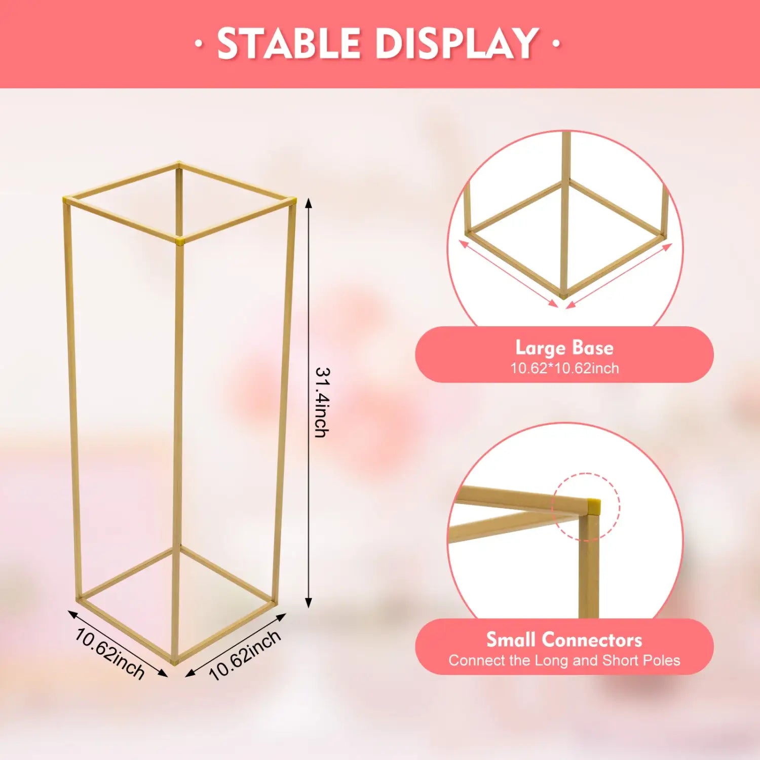 DecorBites™ Elegant 10-Piece Gold Wedding Flower Stand