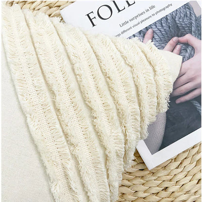 غطاء وسادة DecorBites™ مطرز بأهداب هندسية، غطاء وسادة مرقع لغرفة المعيشة