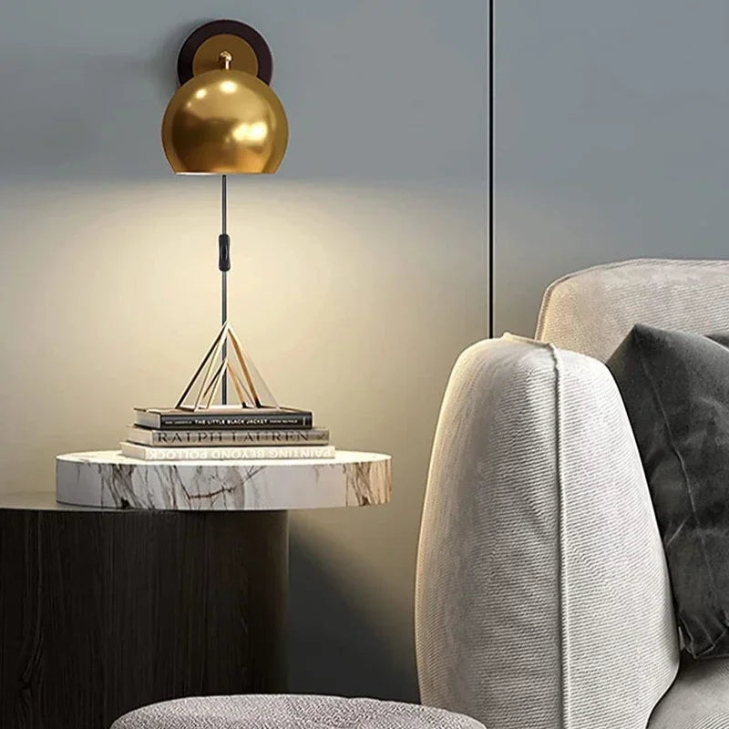 Aplique de pared ajustable enchufable en oro Decorbites™ para decoración de hogar vintage industrial
