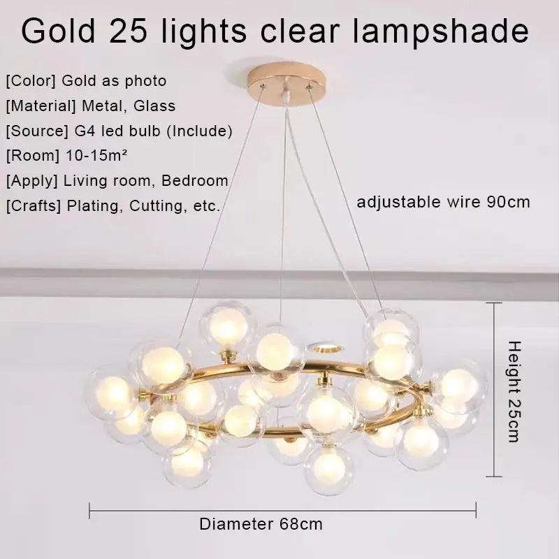DecorBites™ Gold LED Chandelier, Modern Pendant Light for Living Room, Kitchen, Bedroom, Dining Room