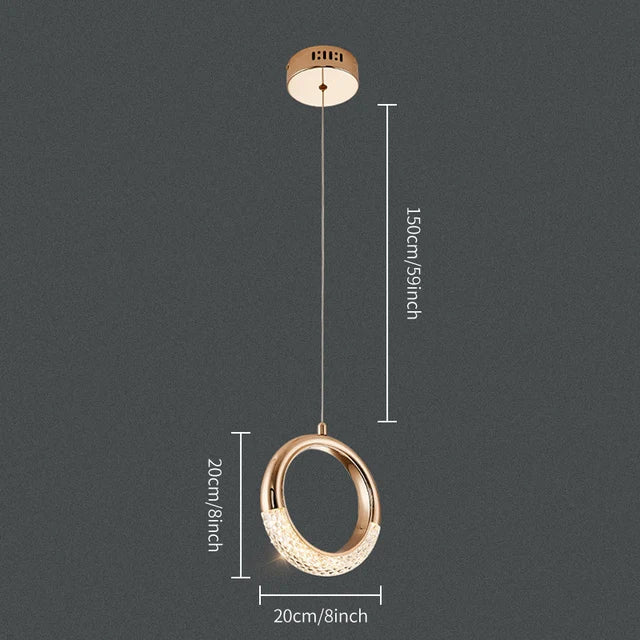 DecorBites™ Crystal Oval Gold Ring Pendant Light Chandelier for Living Room & Bedroom