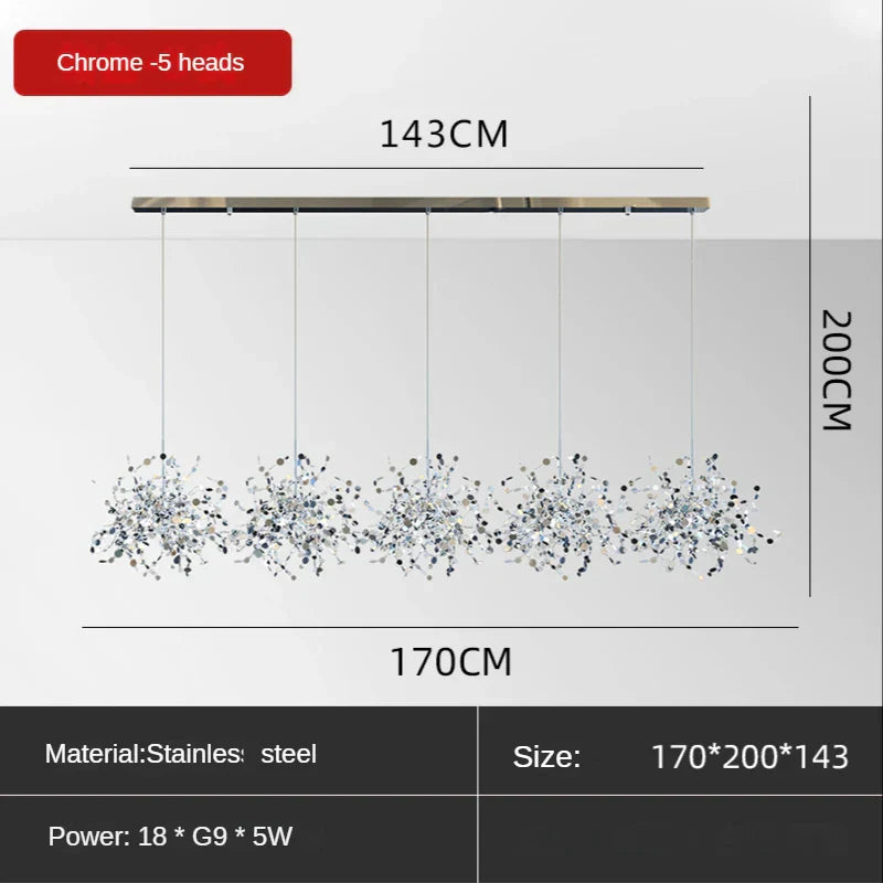 DecorBites™ Leaf Sequin Ceiling Chandelier for Modern Living Room, Restaurant, Bar, and Shop Window