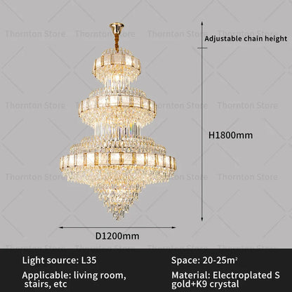 DecorBites™ Crystal Chandelier: Modern European Loft Duplex Villa Staircase Lighting