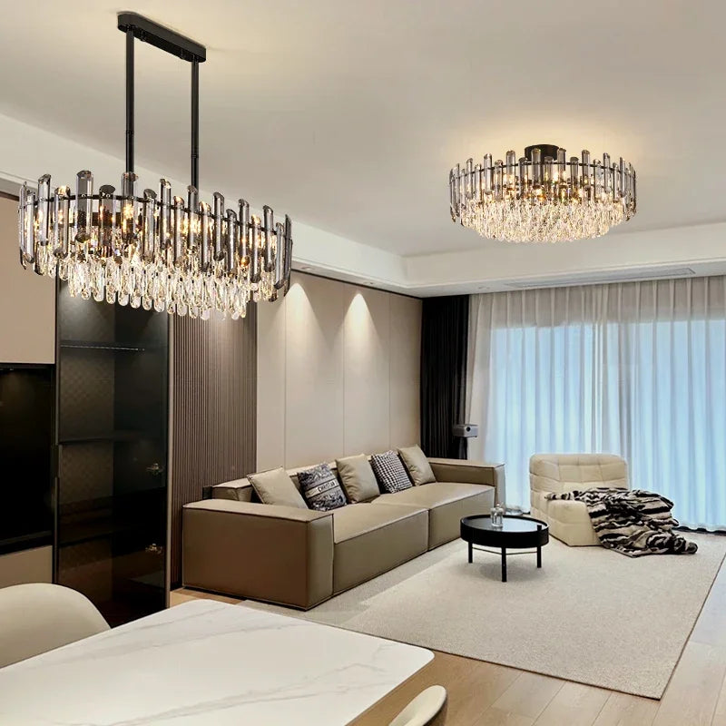 Gold Crystal LED Chandelier Round100cm Radiant