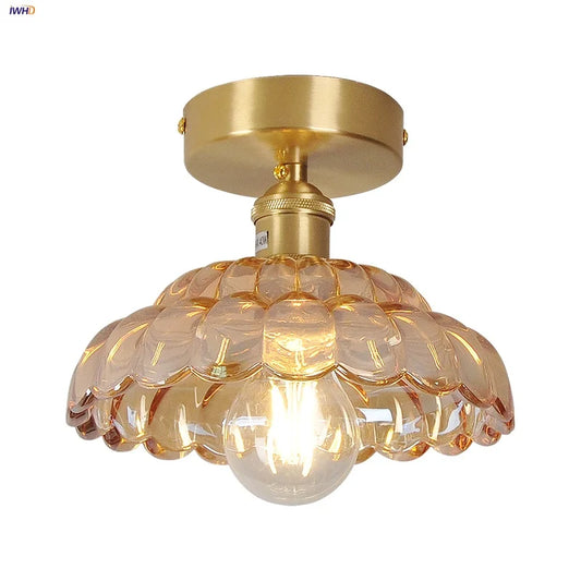 DecorBites™ Amber Glass LED Ceiling Lamp Nordic Modern Simple Indoor Lighting