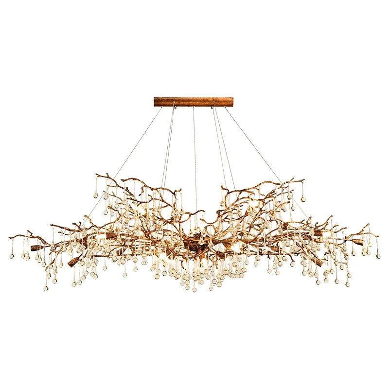 DecorBites™ Gold Crystal Chandelier: Modern LED Luxury Lighting for Living Room Villa