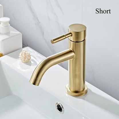 DecorBites™ Gold Basin Faucet: Stainless Steel Single Handle Mixer for Bathroom and Kitchen