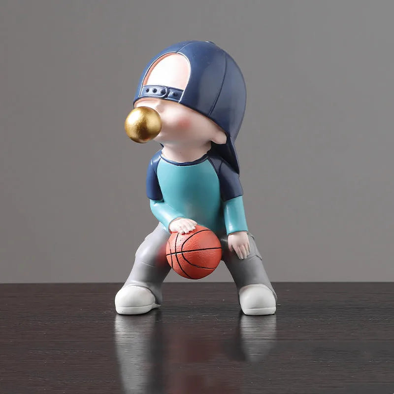 DecorBites™ Boys Sports Statues: Basketball, Football, Skateboarding. Children's Decor, Gifts, Sculpture.