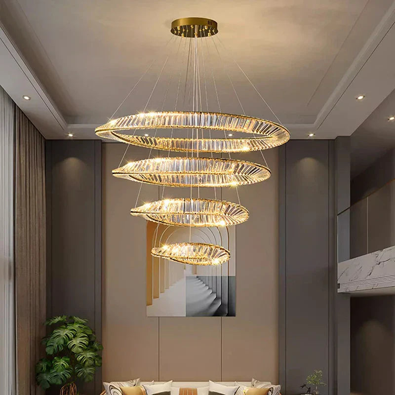 DecorBites™ Crystal Chandelier: Luxury Pendant Lamp for Living Room and Bedroom