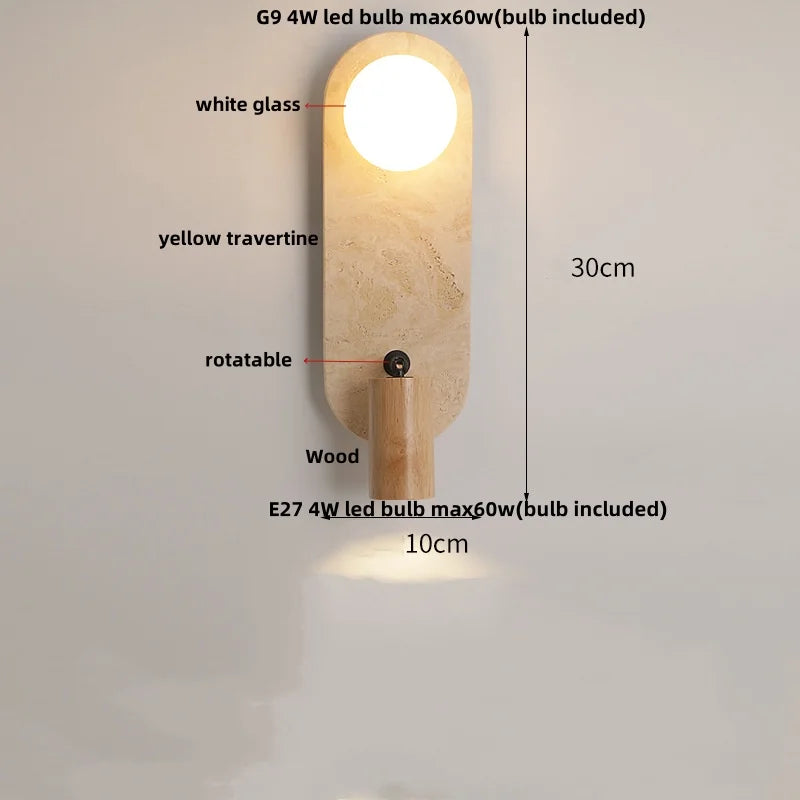 DecorBites™ LED Travertine Wall Light - Natural Yellow Ambiance for Aisle, Study, Porch