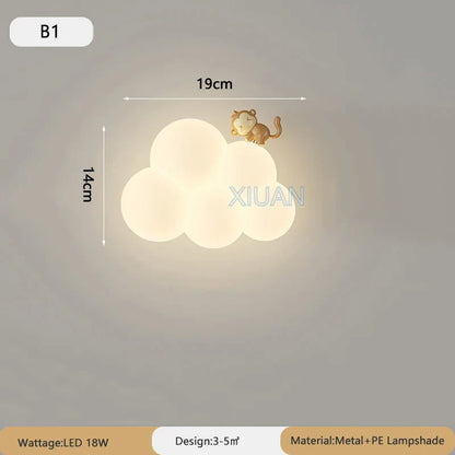 DecorBites™ Cloud Cartoon Wall Lamp for Nursery Room, Kids Bedroom, Cute Animal Sconce