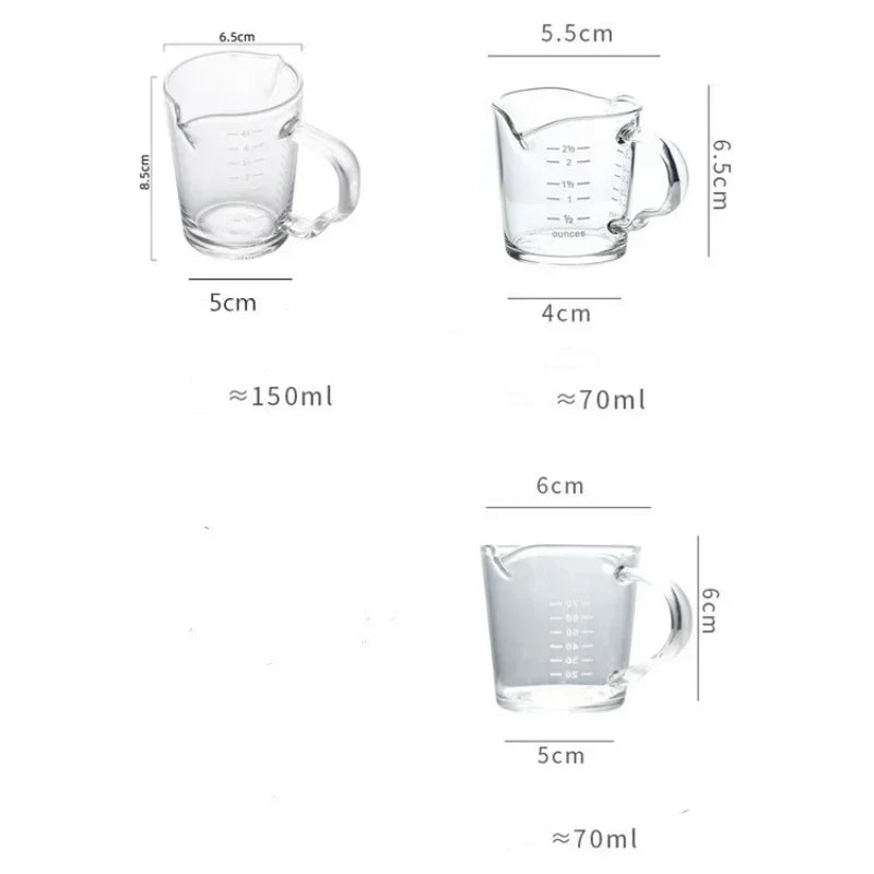 DecorBites™ Glass Espresso Measuring Cup Double Mouth Clear Scale Milk Latte Jug