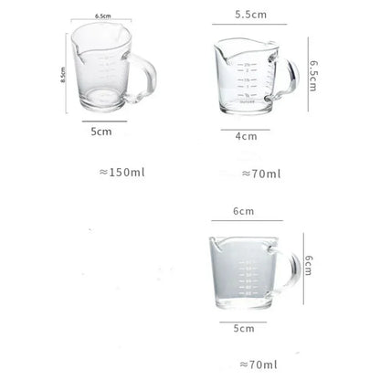 DecorBites™ Glass Espresso Measuring Cup Double Mouth Clear Scale Milk Latte Jug