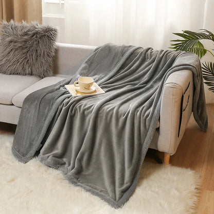 Decobites Plush Reversible Wide Edge Velvet Blanket: Luxurious & Skin-friendly Sofa and Office Nap Blanket