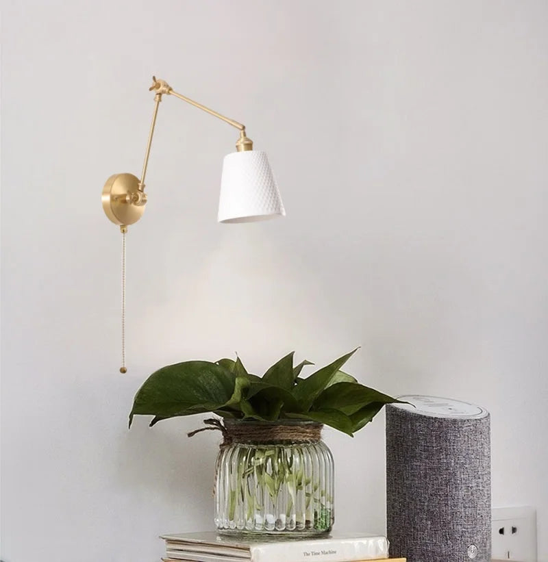 DecorBites™ Ceramic LED Wall Lamp with Pull Chain Switch for Stair, Bathroom, Living Room