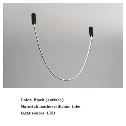 DecorBites™ Leather Luminous Line Chandelier | Modern Minimalist Duplex Dining Room Office Art Luxury Lamp