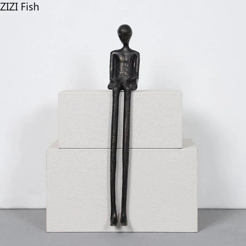 DecorBites™ Black Character Metal Statue Desk Ornament Sculpture Home Decor Figure Artwork